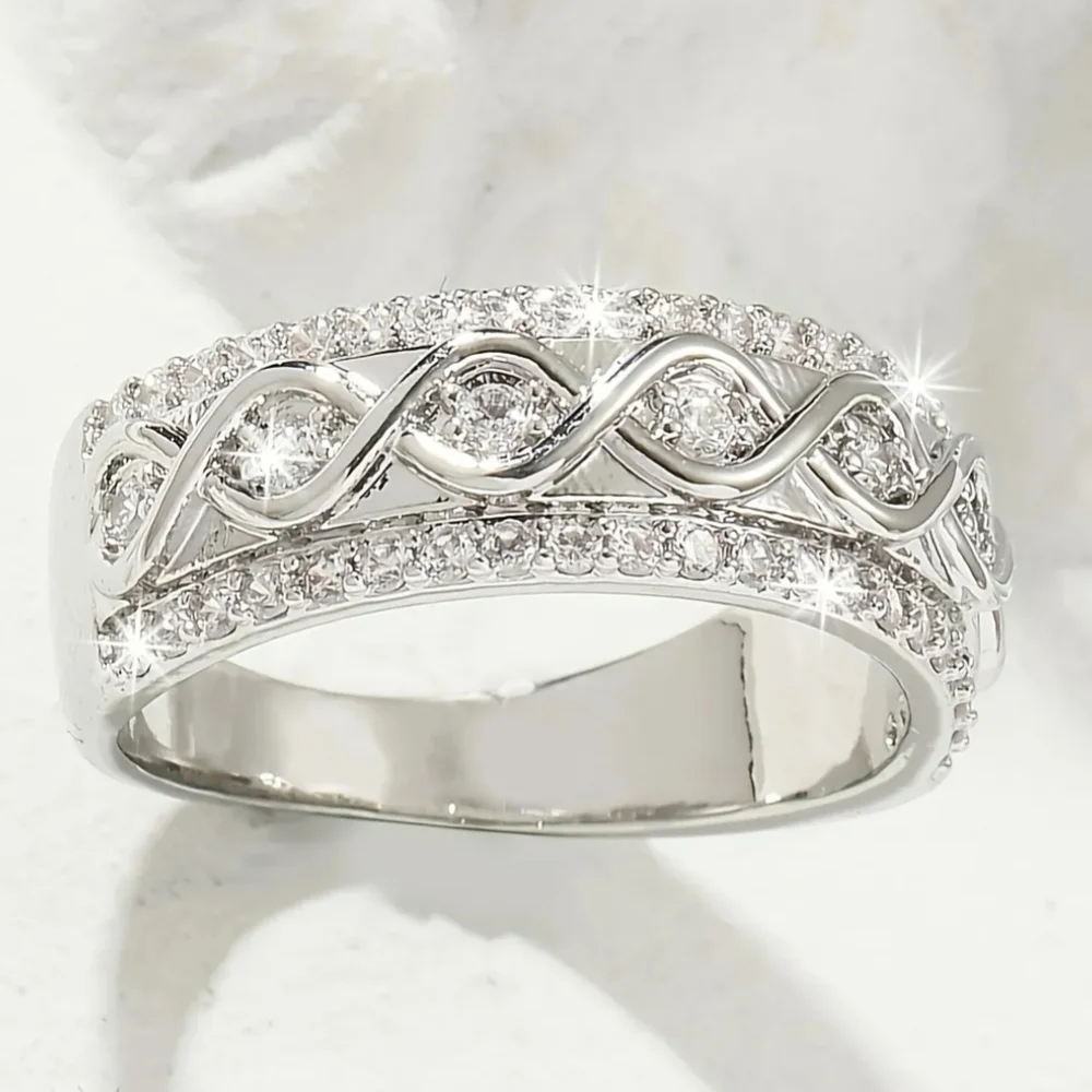 Infinity Symbol Inlaid Diamond Ring - Picture 2 of 7